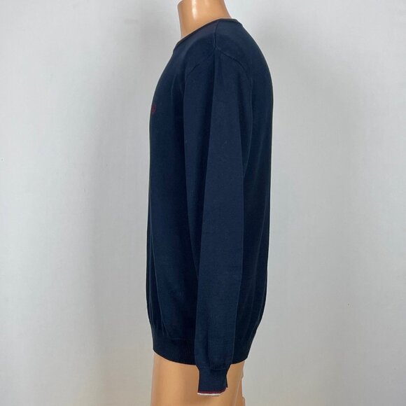 NWT Y2K Chaps Ringer Sweater Sz L Ralph Lauren Navy Cotton Preppy Old Money - Picture 5 of 6